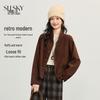 SLLSKY Women's Vintage Coffee Fleece Stand-Collar Jacket