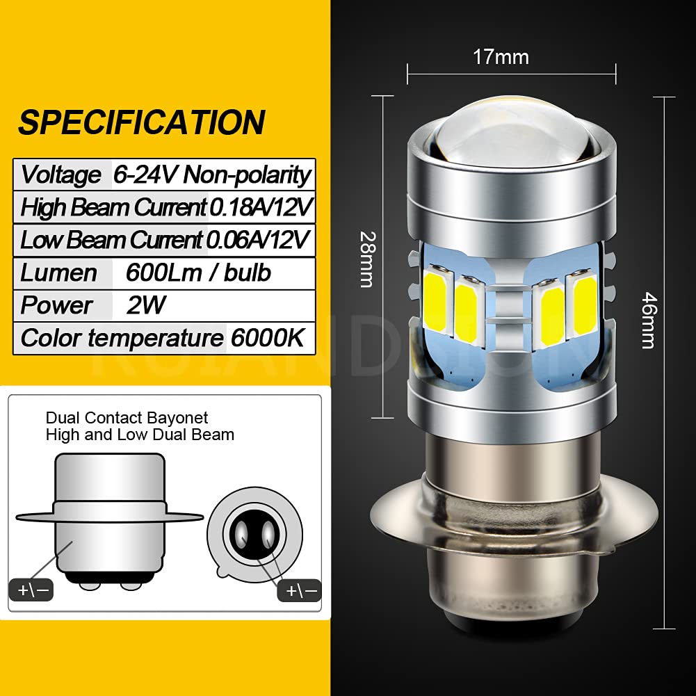 H6M P15D LED Bulb for Ruiandsion DC 6V Universal 5730 12SMD Motorcycle Headlight Fog Lamp, White