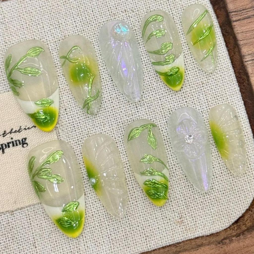 10pcs Hand Painted Gel Press Nails Beautiful Luxury Customized Design Handmade Press On Nails