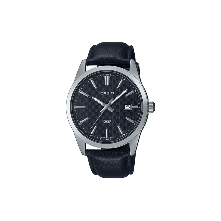 Casio Elegant 30M Water Resistant Quartz Watch With Leather Strap Men watches Black MTP-VD03L-1A Black Dial