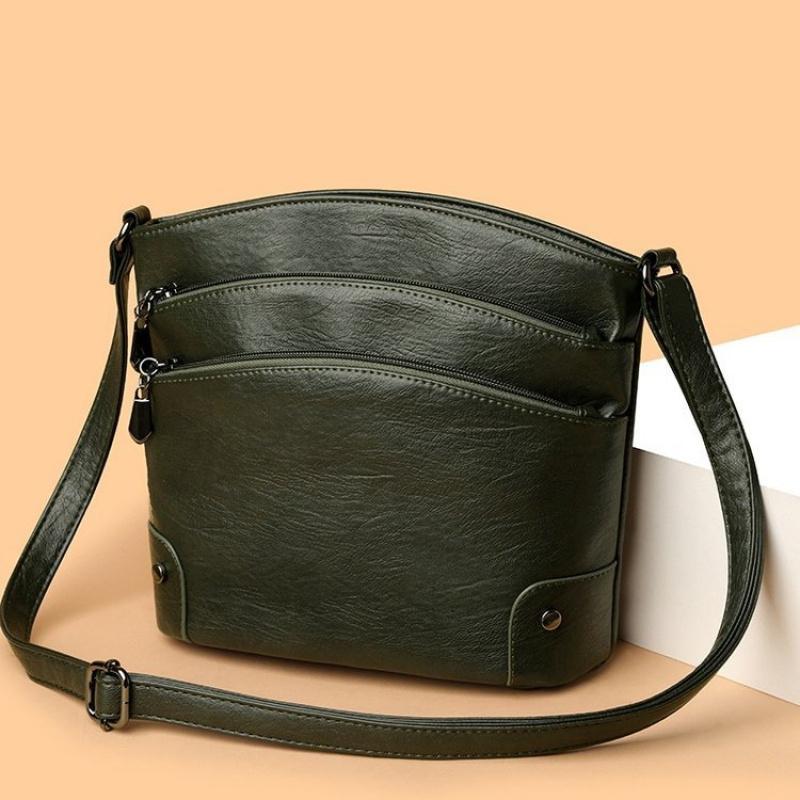 

Элегантная сумка-ведро в винтажном стиле, женская, из искусственной кожи, с несколькими карманами, сумка через плечо, регулируемый ремешок, женская通勤工作钱包 темно-зеленого
