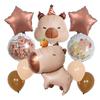 10-piece Capibara-themed Aluminum Film Balloon Set for Children's Birthday Party Decoration Supplies