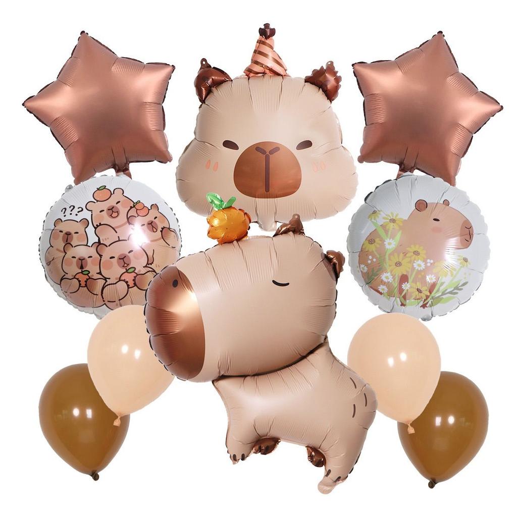 10-piece Capibara-themed Aluminum Film Balloon Set for Children's Birthday Party Decoration Supplies