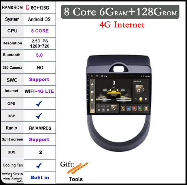 For Kia Soul AM 2007 - 2011 DSP QLED IPS Android 14 Car Radio GPS Navigation Multimedia Video Player Carplay Android Auto