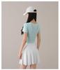 Women's Summer 2025 Tennis & Badminton Fitness Set: Yoga Short Sleeve, Running Skirt, & Chest Pad