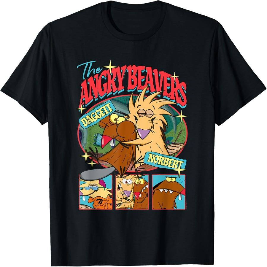 The Angry Beavers Daggett and Norbert Cartoon Collage T-Shirt XXXXXL чёрный