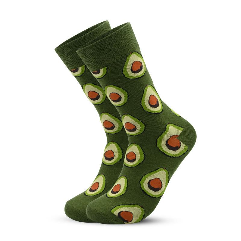 1 Pair Women's Cozy Cotton Crew Socks Sushi Carrot Watermelon Ice Cream Avocado Egg Hamburger Pattern Street Cartoon Funny Socks