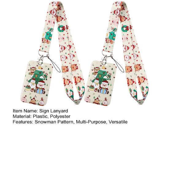 2 pezzi di cordini per la creazione di insegne, cordino da collo con pupazzo di neve di Natale, portachiavi, cordino per distintivo di Babbo Natale con porta biglietti, regalo di Natale