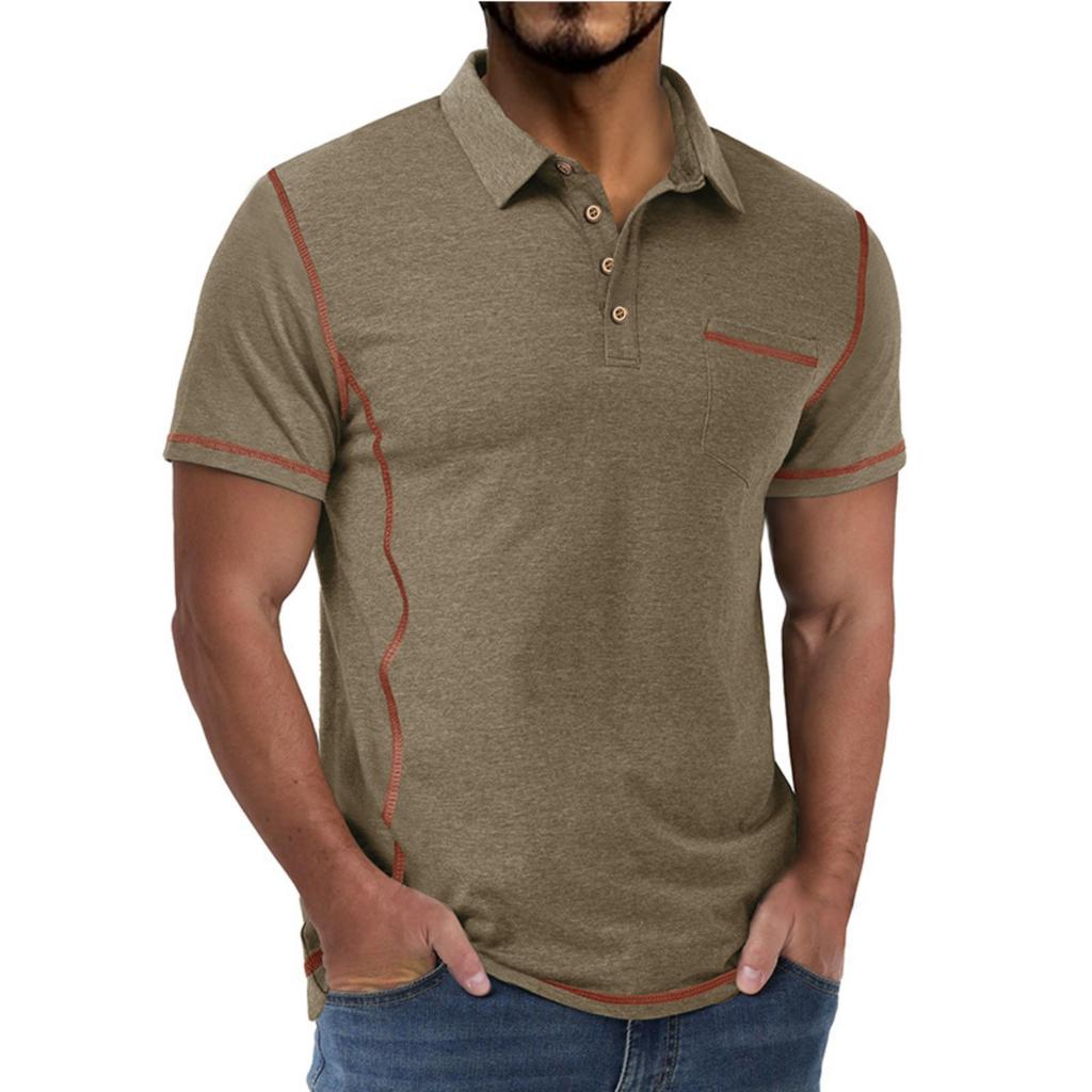 Men's Short Sleeve  Collar T-shirt Casual Lapel Top
