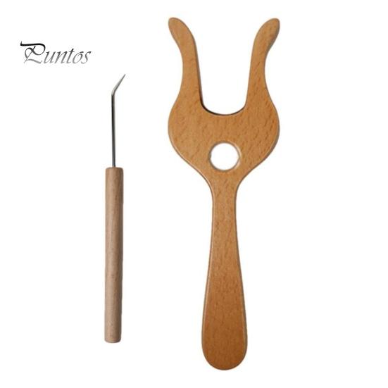 

Деревянная вилка для вязания с крючком, ручная резка, вилка для плетения шнура Lucet, инструмент для плетения крючком и изготовления шарфов