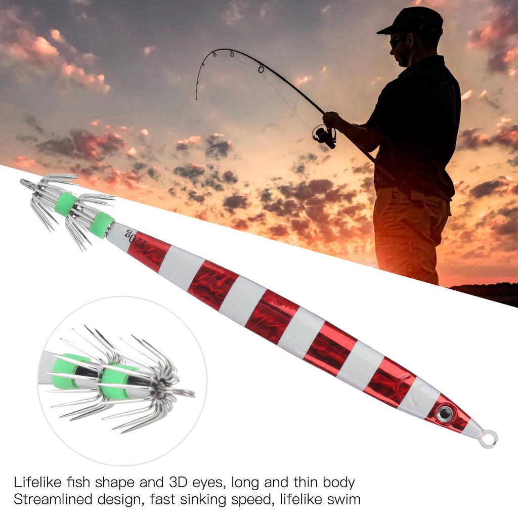 Artificial Baits Fishing Metal Lure Luminous Squid Jigs Lifelike Swimbait with Hook