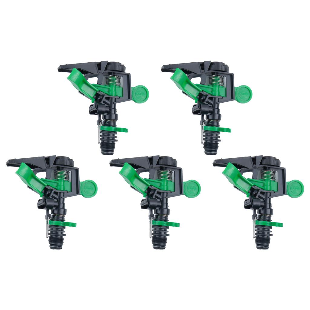 Pack of 5 Adjustable ABS Sprinkler Heads for Efficient For 360 Degree Spray with Distances Up to 34Ft and 60Ft