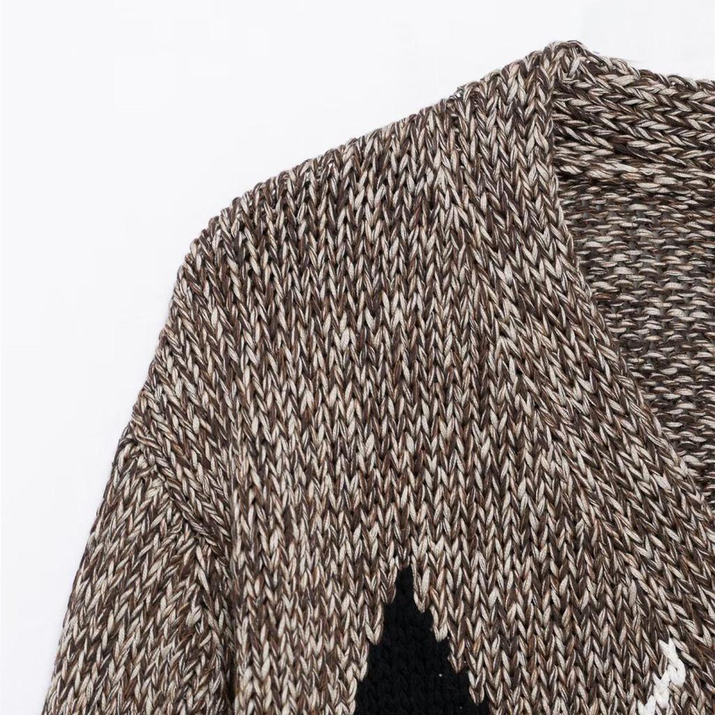 Spring 2025 Women's Plaid V-Neck Knit Cardigan