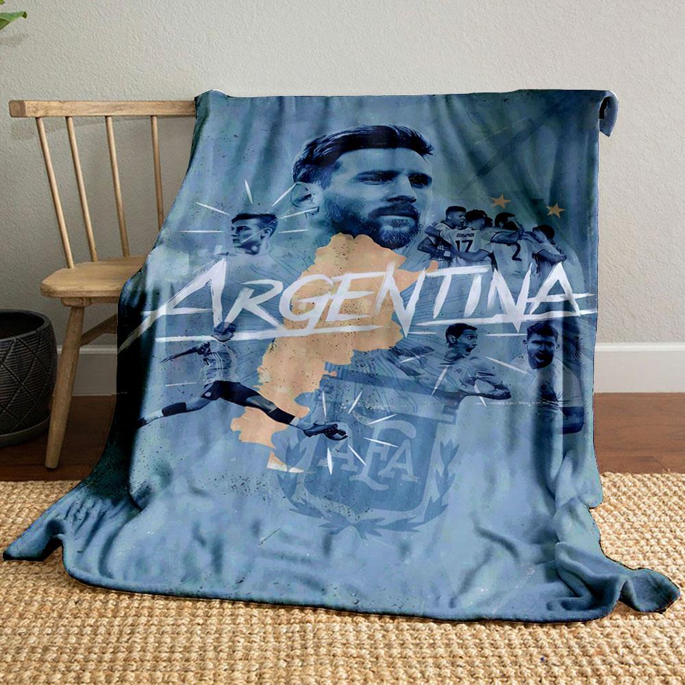 Illustration of Argentina's soccer team featuring players and national map. for all seasons blanket lunch break throw gift
