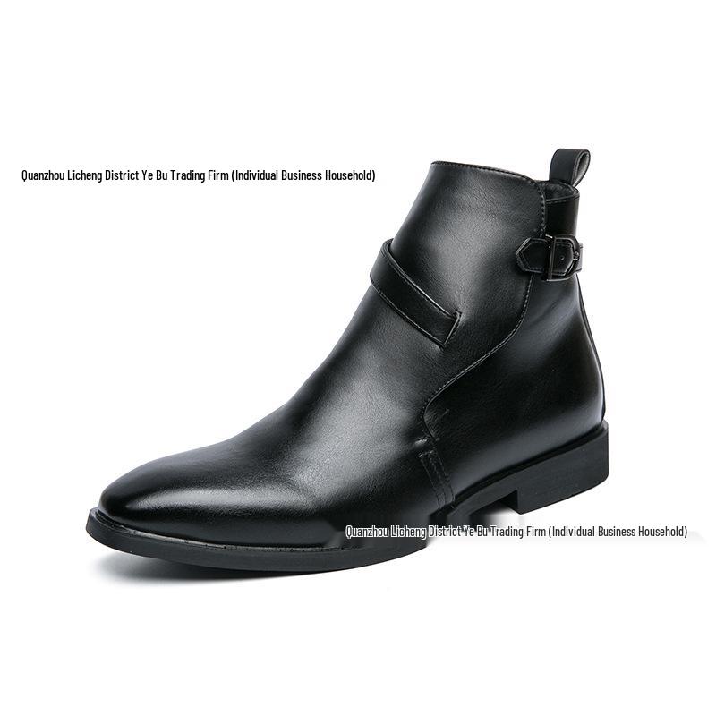 

Мужские кожаные ботильоны с острым носком в британском стиле - Формальные и повседневные больших размеров ботинки хай-топы 47 чёрный