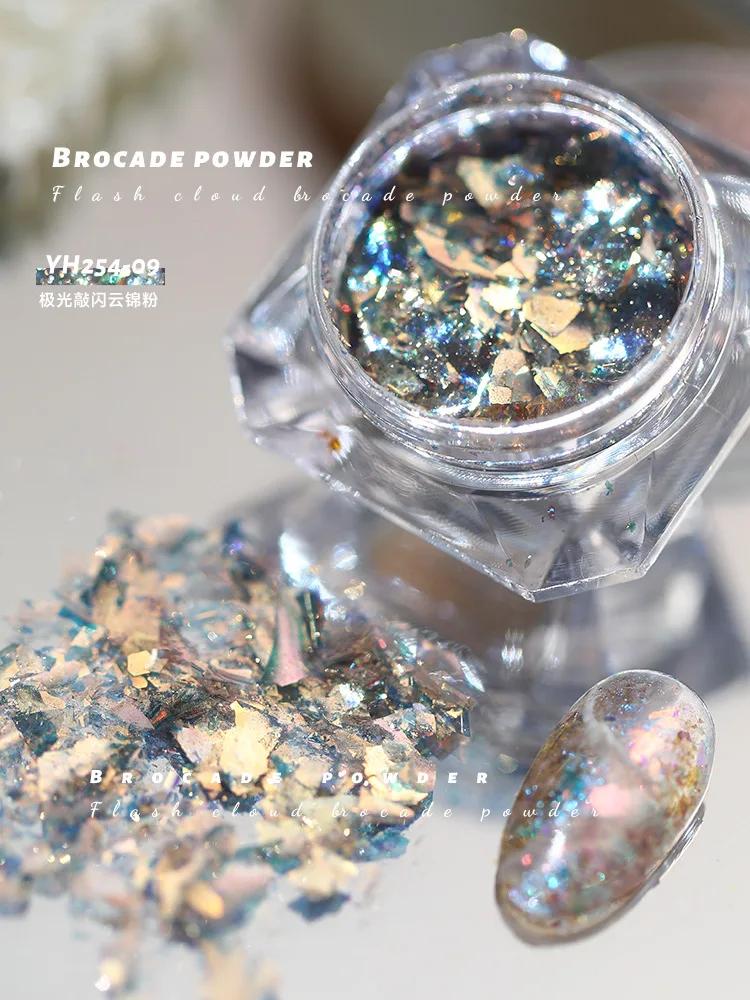 1box Nail Art Glitter Stars Aurora Opal Sequins Nail Rhinestones Gradient Polarized Watercolor Magic Nail Decoration Kit