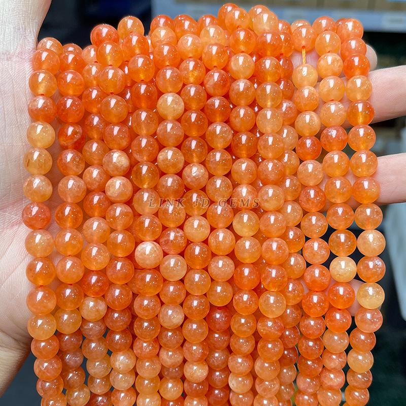 Jinde Jewelry Orange Chalcedony & Imitation Red Aventurine Round Beads for DIY Bracelets