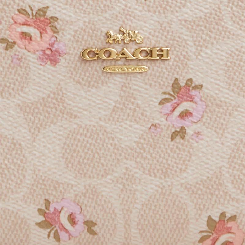 New COACH Snap Wallet Coated Canvas Wallet Mini Women's Gold & Sand CAR14-IMSAS