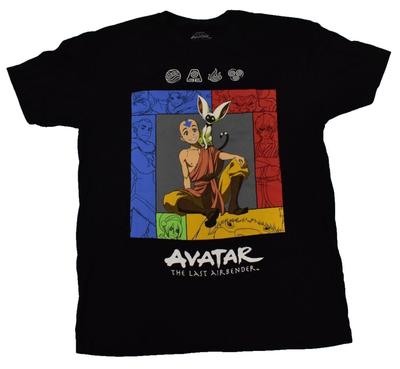 Nickelodeon Avatar: Der letzte Luftbändiger Herren Aang & Momo Schwarzes T-Shirt Neu