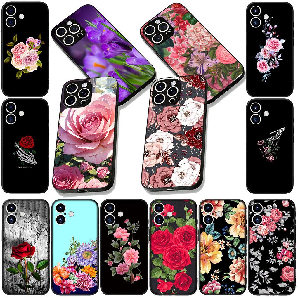 Rose Flower Casing Phone Cover for Apple iPhone 13 12 Mini XS 11 Pro Max 7 8 Plus + XR SE 2022 2020 SE3 Soft Case