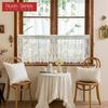 1 Stück Nuan Serie Französischer Retro Spitzen-Kurzvorhang, Rustikaler Stil, Leichter Voile-Vorhang für Wohnzimmer Küchenschrank Fenster Heimdekoration