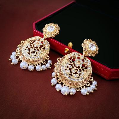 Orecchini Argento con Perle Finte e Strass Stile Vintage - Lusso Francese Elegante