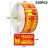 250PCS/Roll English Warning Label Sticker Copper Plate Adhesive Anti-Tamper Fragile Item Warning Stickers SYTZBQ01