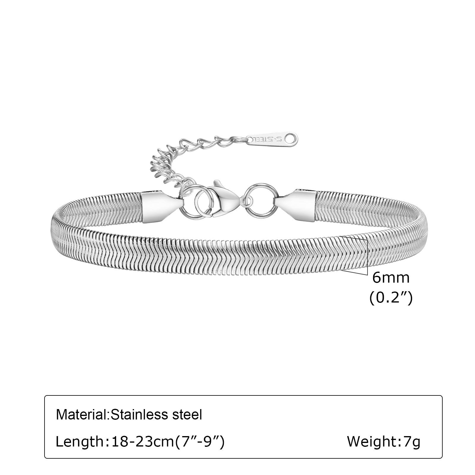 

Vnox 6 мм Унисекс Плоские Браслеты-цепочки «Змейка», Мужской Женский Браслет из Звеньев «Елочка», Регулируемые Простые Ювелирные Изделия из Нержавеющей Стали