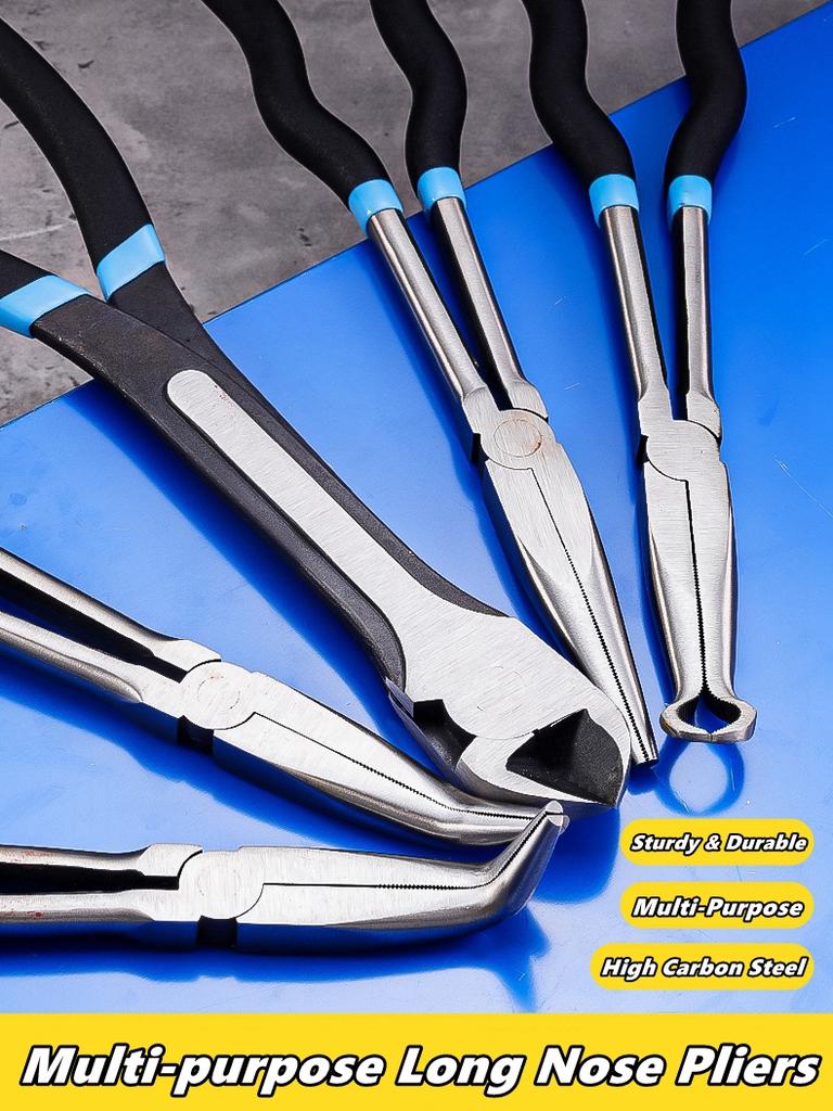 4pcs 5pcs High Quality Long Nose Pliers with Curved and Straight Tips - Ideal for Industrial, DIY Applications and Car Repair