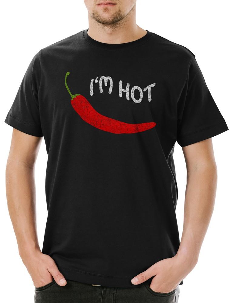 Chili I'm Hot Men's T-Shirt Chili Pods Peppers Pepperoni Fun Hottie Hotty