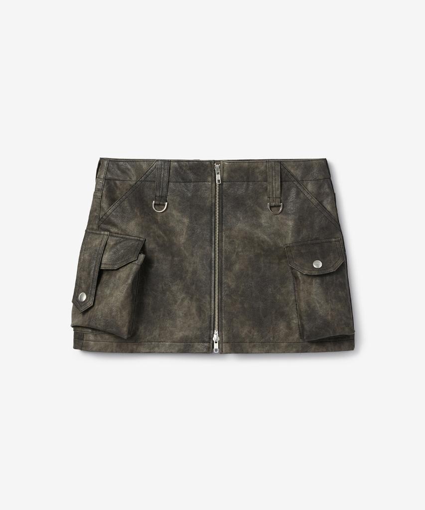 Sio Cargo Leather Mini Skirt_Vintagebrown