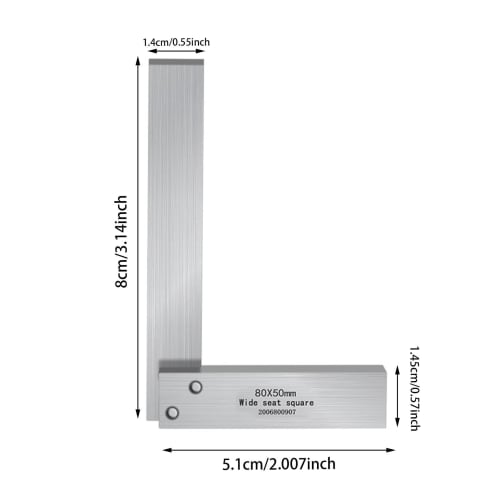 Right Angle Ruler, L-Shaped Ruler - Measuring Ruler Metal Square - L-Shaped Ruler, Carbon Steel Woodworking Square, Carbon Steel 90 Degree Wide-Seat R