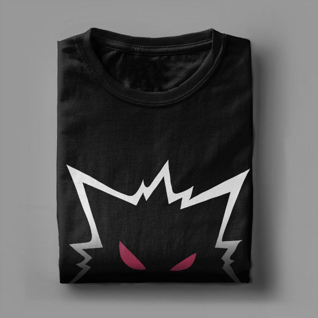 Gengar Shiny Scary T-Shirt Men Cotton Tops Retro Ghost Kaiju Japan Style Pocket Round Neck Short Sleeve