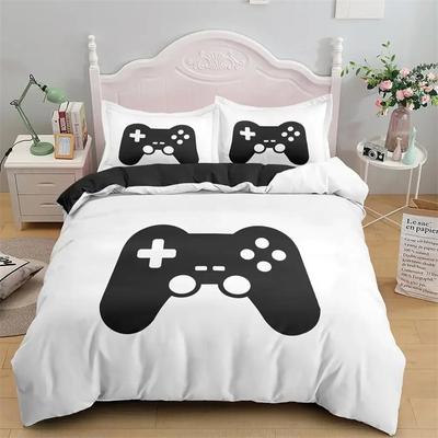 Spiele Bettbezug Gamepad Bettwäsche-Set für Jungen Kinder Video Modern Gamer Konsole Steppdecke 2 oder 3 Teile Weiches Einzelbett Bettbezug-Set