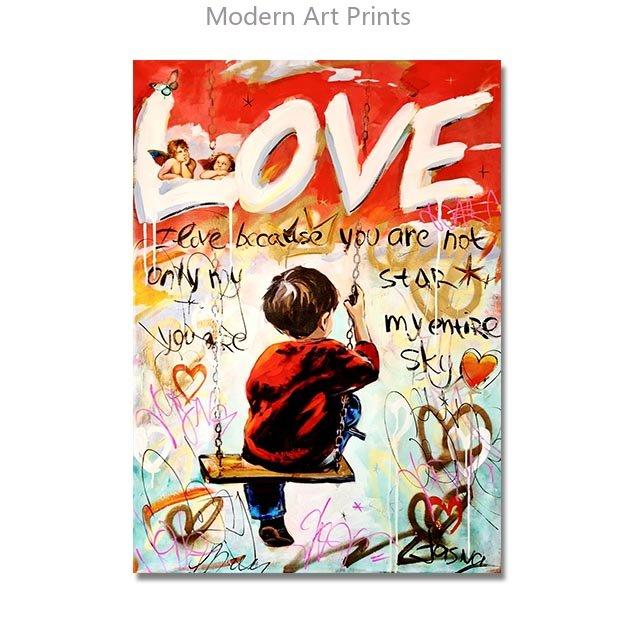 Abstract Love Theme Poster Print Canvas Painting Graffiti Pop Wall Art Hanging Picture For Living Room Modern Home Decor Unframe
