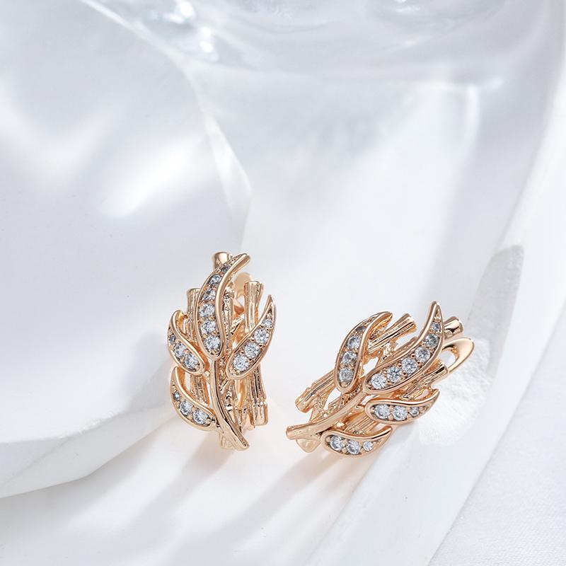 New Hollow Leaf Drop Earrings For Women  Rose Gold Color Unique Romantic Wedding Earrings Fashion Creative Jewelry
