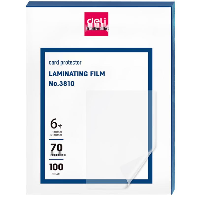 Deli 6-inch Laminating Pouches Film, 110x160mm, 70mic