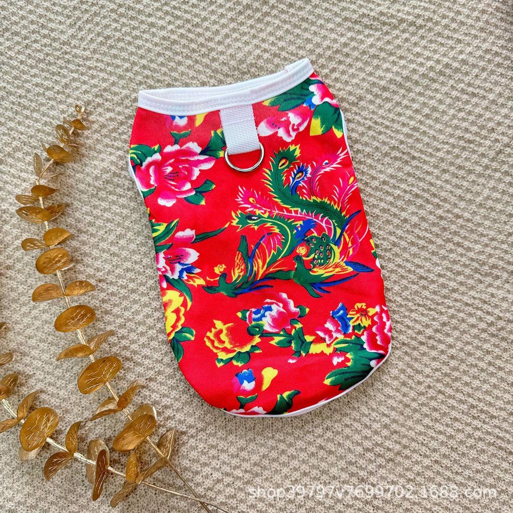 Dog cat clothes spring and autumn light flower vest dog clothes pet clothing anti-hair loss teddy small and medium dog