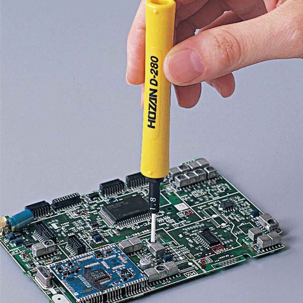 HOZAN Interchangeable Ceramic Adjustment Fully 145mm for Adjusting Volumes and Capacitors D-280 Screwdriver, Non-Magnetic, Long, Semi-Fixed