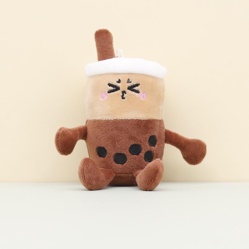 

Tea Milk Sweet Plush Toy Keychain Adorable Short Plush Doll Stuffed Dark Frown