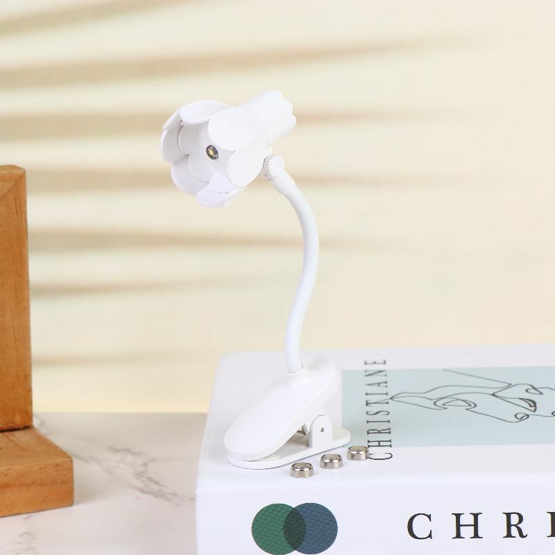 Flower Shaped Clip On Led Reading Light Desk Lamp Mini Eye Protection Book Lamp Warm Soft Light For Dorm Bed Desk Study Decor