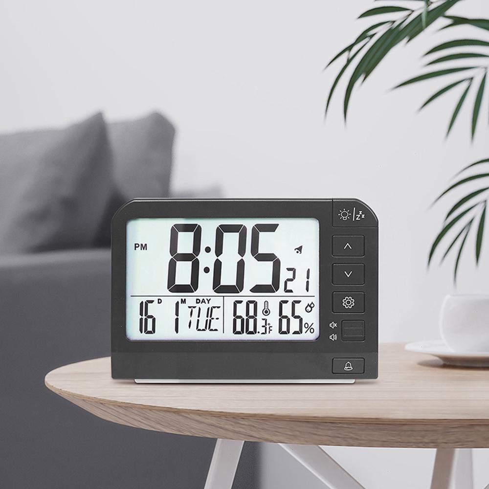 YD109 LCD Digital Alarm Clock Large Display Temperature Humidity Display Bedside Backlight Clock