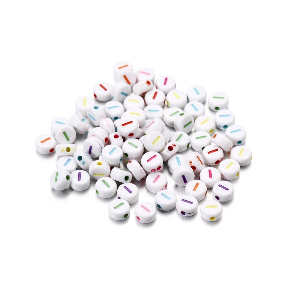 Color Letter Beads On White Background Acrylic English Letter Beads Plastic Round Bracelet Beads 26 Single Letter D