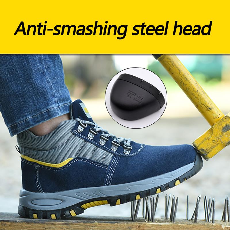 Spring Safety Boots Men Shoes Puncture-Proof Work Boots High Top Steel Toe Shoes Construction Protective Boots