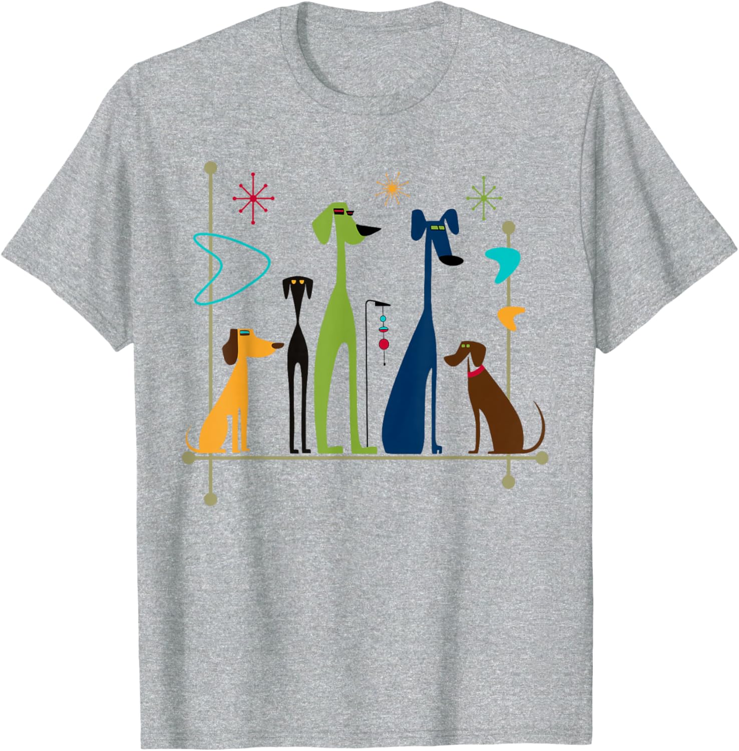Retro MidCentury Modern Dogs 50s 60s Style TShirt 100 Cotton ONeck Short Sleeve Summer Casual Unisexs Tshirt Streetwear S