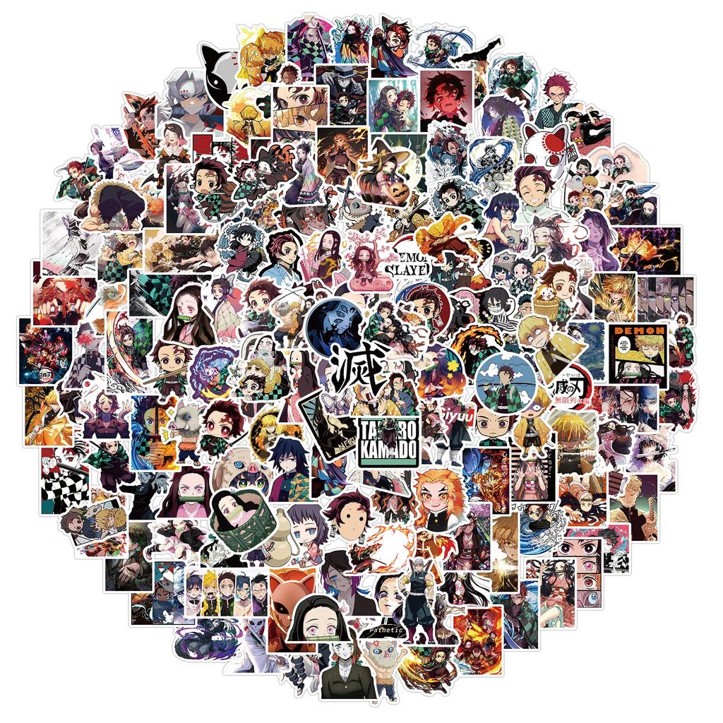 50/100/200PCS Mixed Anime Demon Slayer Stickers Aesthetic Waterproof Decals Phone Laptop Case Cute Sticker Pack Toy