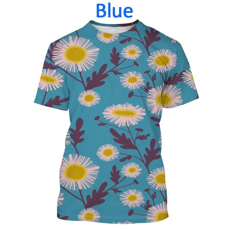 

Summer 3D Floral Summer Womens Fashion Print Short Sleeves Creative Gradient Flower Casual Sports T-Shirt 6XL