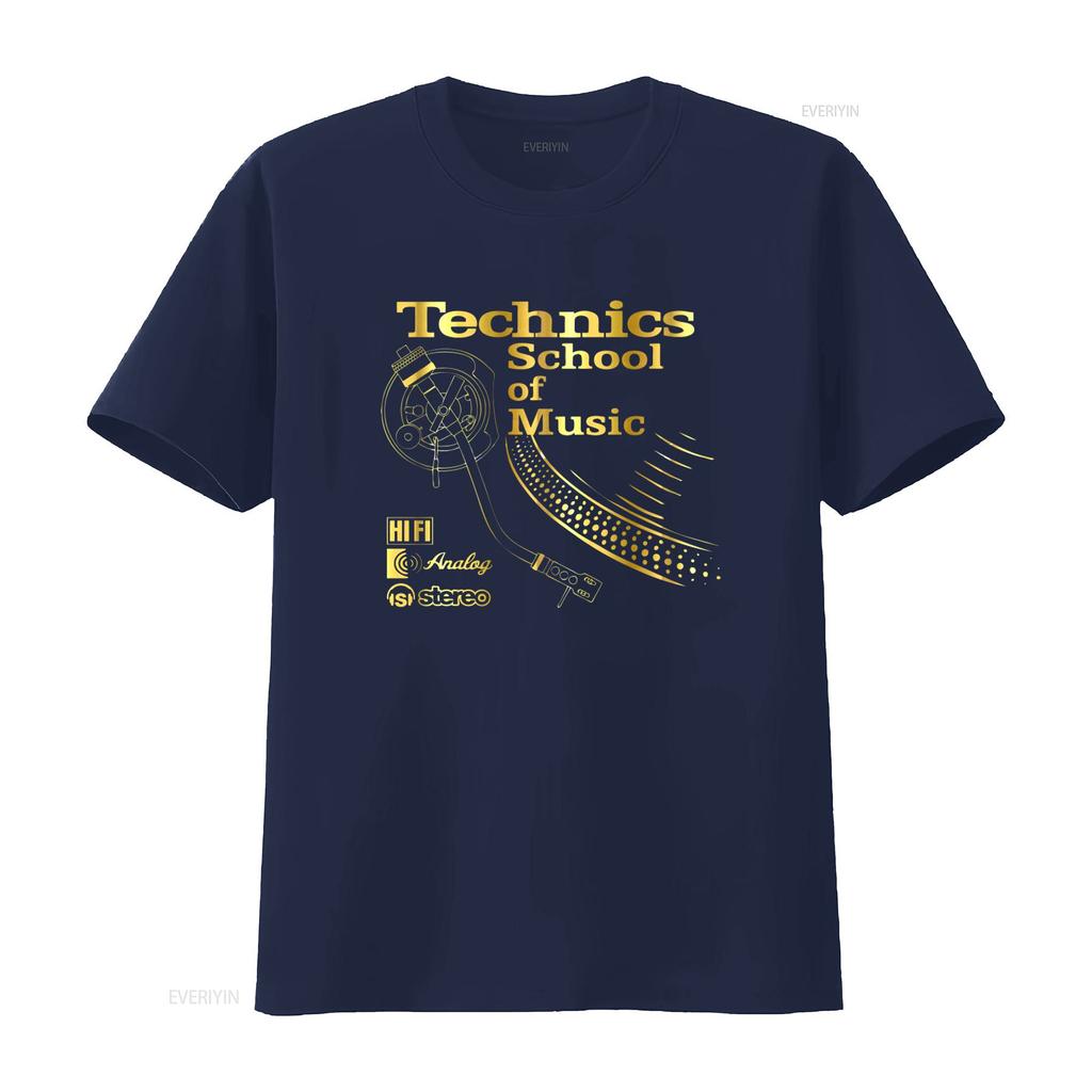 TECHNICS School of Music Black T Shirt Vinyl Record Design HiFi Analog Stereo EleUnisexts Vintage Slightly Soft