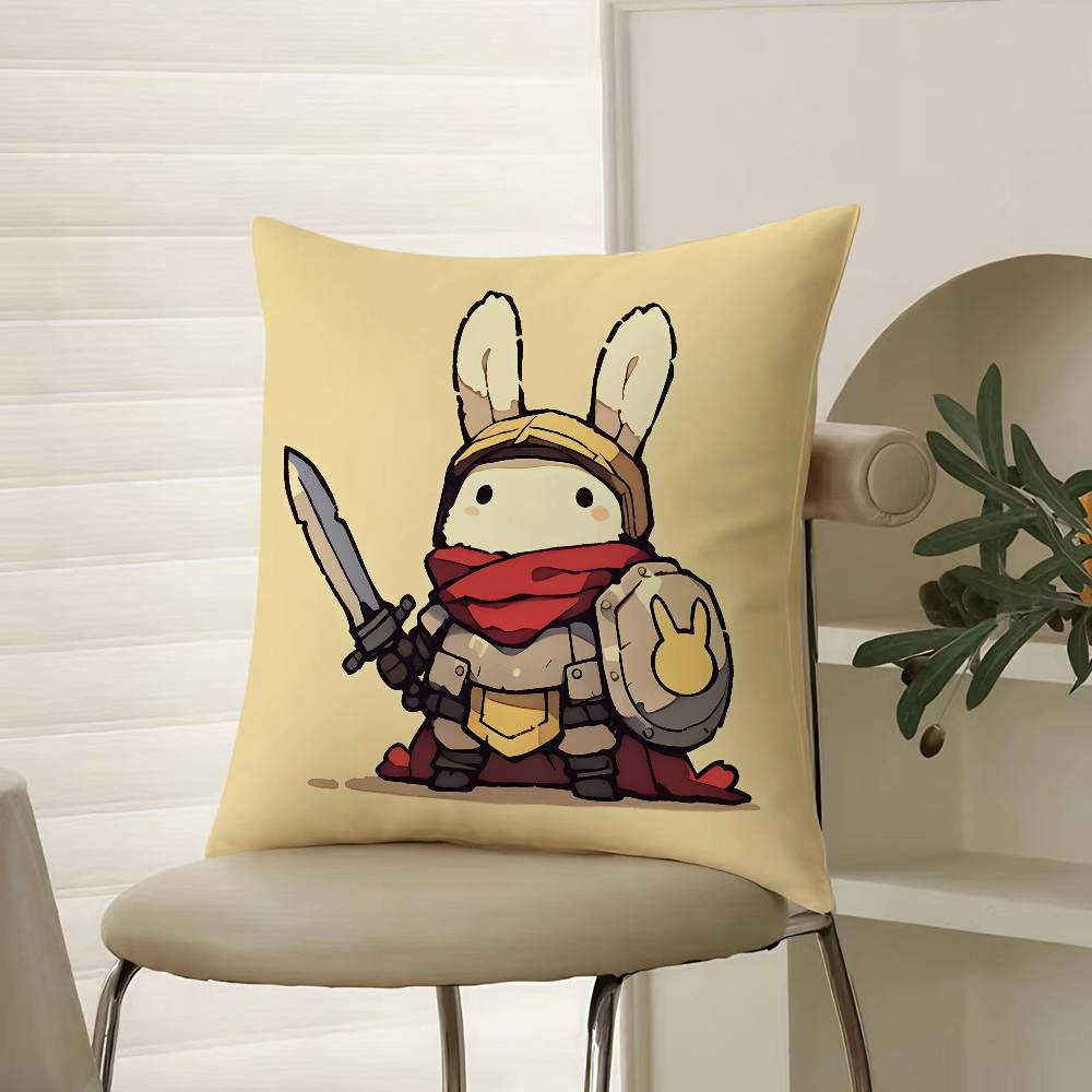 Cute Rabbit Dresses Pillow Case Comfort Sofa Bed Silky Elegant Invisible Zipper Decorative Cushion Cover