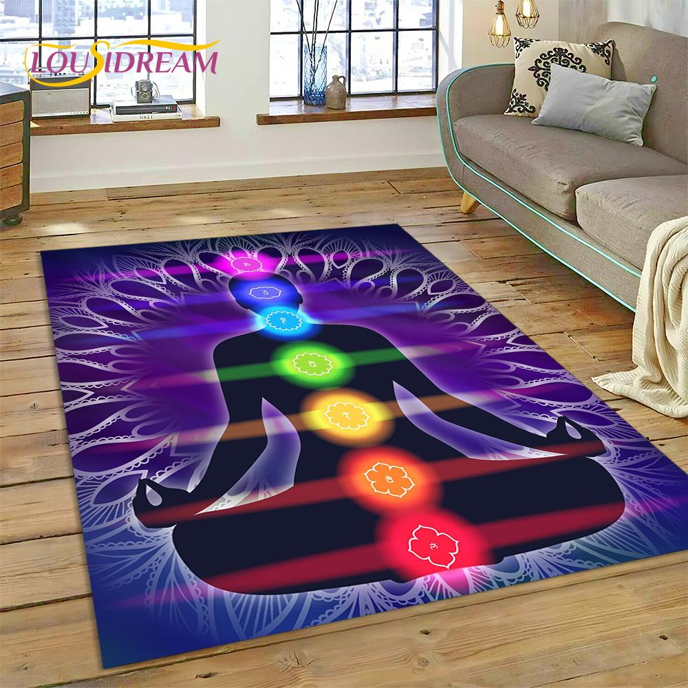 3D Yoga Meditation Rainbow 7 Chakra Rug Carpet for Living Room Bedroom Decor,floor Mat Non-slip Decoration for Sofa Doormat Gift